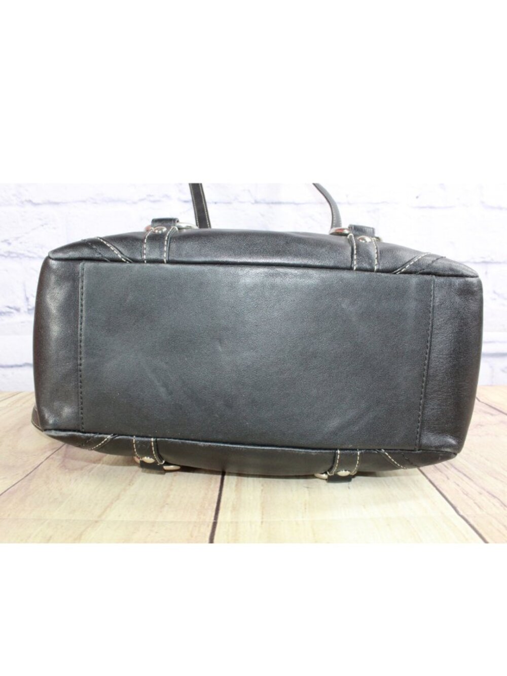 Coach Gallery Lunch Tall Tote Shoulder Bag Purse F11524 Black Leather Buckle - Picture 8 of 10